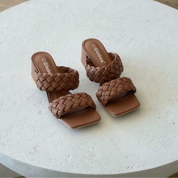 Brown Woven Heeled Sandals Women's 7.5 - Picture 3 of 9